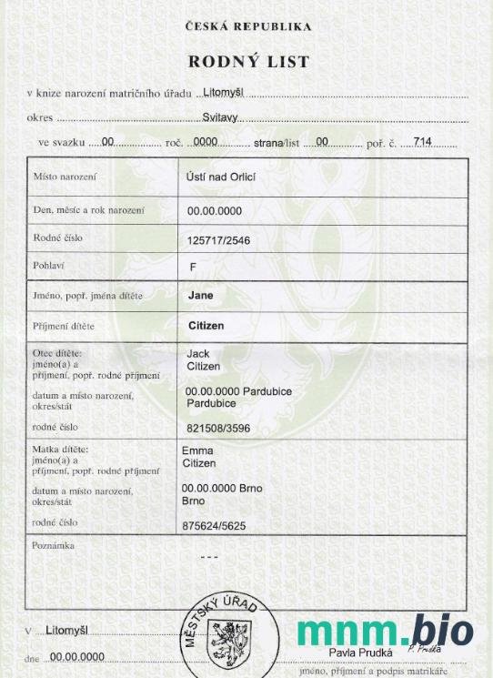 Czech narodziny certyfikat fully editable szablon w formacie PSD